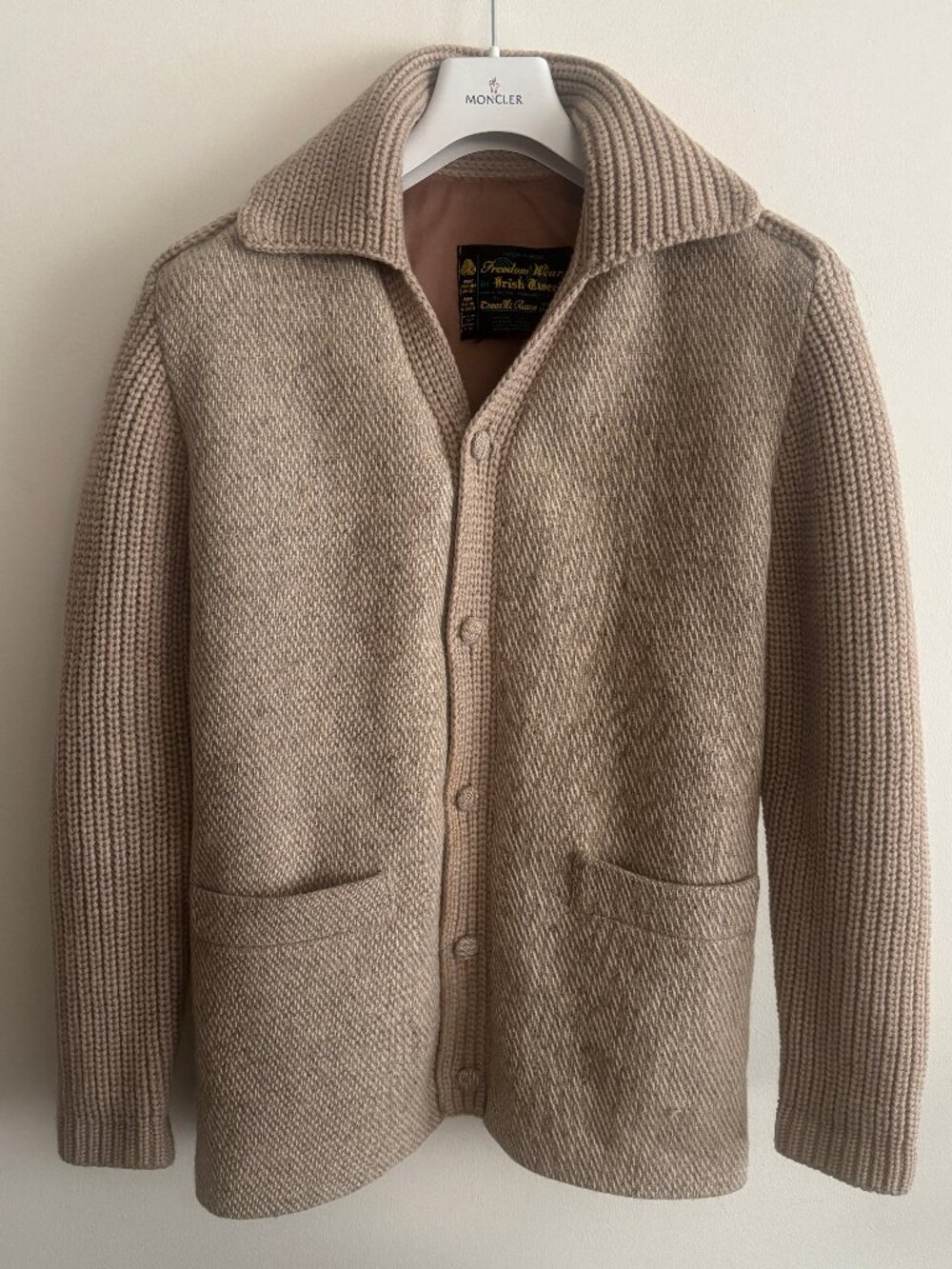 Vintage Women's Freedom Wear Irish Tweed Wool Sweater Jacket / Cardigan L-XL